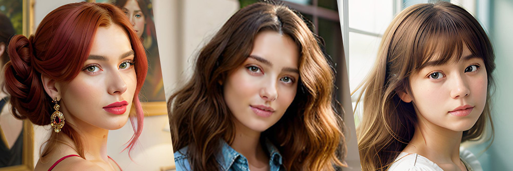 3 AI women in different styles generated with Vivid AI